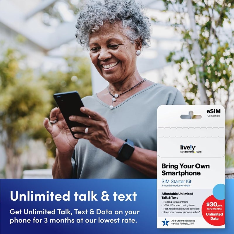 Lively SIM/e-SIM Kit - Unlimited Talk, Text & Data with Access to Exclusive Services Including Urgent Response and Caregiver App - Keep Your Own Phone Number - Image 3